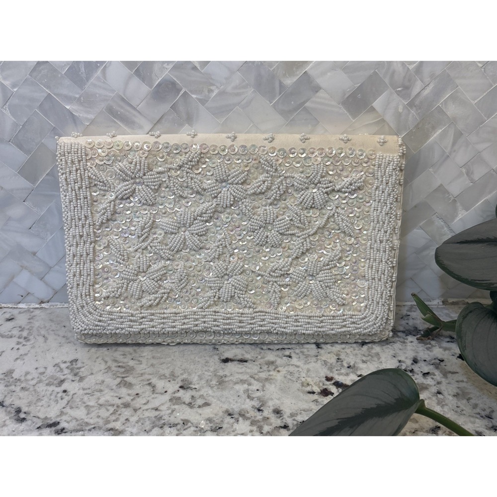 Vintage Beaded‎ & Sequins Clutch Purse - Hand Made in Crown Colony of Hong Kong